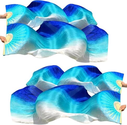 Huralona 70.8" Long Dance Fans 4-Pack Gradient Color Performance Fans for Theater, Lightweight Silk-like Stage Shows (Gradual Yellow) in Saudi Arabia