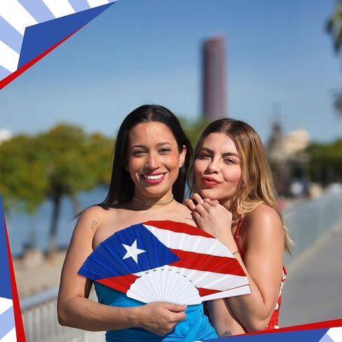 AceOrbit 12 Pcs Puerto Rico Flag Folding Hand Fans Souvenir Gifts 7 Inches Clacking Red White Blue Fans for Line Dancing Patriotic Country Flag Design for Independence Parade Festival Celebration in Saudi Arabia