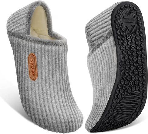 ATHMILE House Slippers for Women Men Lightweight Barefoot Slippers Indoor House Shoes Soft Corduroy Foldable Non Slip Travel Bedroom Hotel Office Camping Hospital Yoga Comfort Gifts Grey in Saudi Arabia