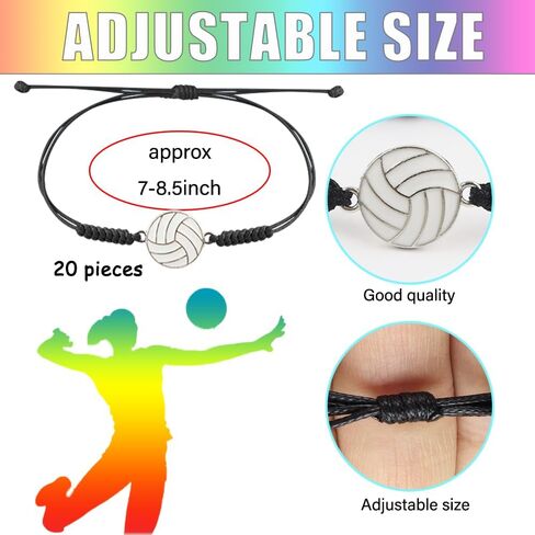 weryerker 20pcs Volleyball Charm Bracelet, Adjustable Length Handmade Sport Jewelry Gift for Players, Team Gifts, Coaches in Saudi Arabia