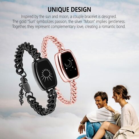 Long Distance Touch Bracelets for Couples, Vibration & Light up | Long Distance Couples Bracelets Relationship Gifts for Girlfriend Bluetooth Pairing Jewelry Xmas Gifts in Saudi Arabia