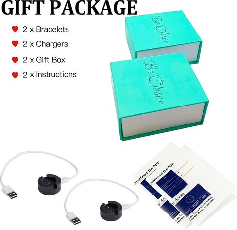 Long Distance Touch Bracelets for Couples, Vibration & Light up | Long Distance Couples Bracelets Relationship Gifts for Girlfriend Bluetooth Pairing Jewelry Xmas Gifts in Saudi Arabia
