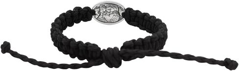 St. Joseph Patron of Fathers Black Cord Macrame Bracelet with Saint Joseph and Holy Family Medal and Prayer Card | Great Catholic Gift in Kuwait
