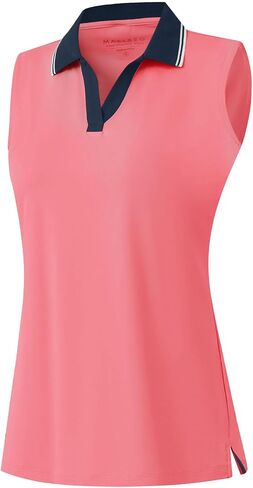 M MAELREG Polo Shirts for Women V Neck Sports Tennis Sleeveless Shirts Ribbed Collared Lightweight Athletic Womens Golf Shirt in Kuwait