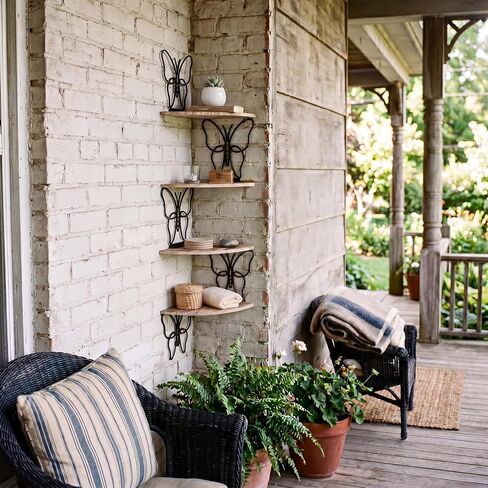 4 Tier Black Butterfly Wall Mount Corner Shelves Floating Corner Storage Wood Shelves Decorative Rustic Butterfly Wall Decor for Bedroom Living Room Bathroom Home Kitchen in Saudi Arabia