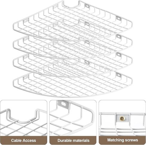 4 Pcs Corner Shelf Organizer Closet Corner Shelves 12 x 12 in Metal Wire Cabinet Wall Shelf for Kitchen, Bathroom, Living Room Home Decor, White in Kuwait