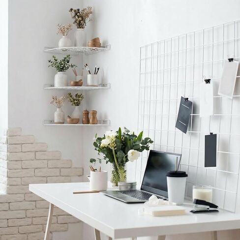 4 Pcs Corner Shelf Organizer Closet Corner Shelves 12 x 12 in Metal Wire Cabinet Wall Shelf for Kitchen, Bathroom, Living Room Home Decor, White in Kuwait