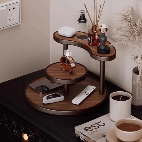Wooden Corner Shelf Perfume Organizer – Modern Space-Saving Display Rack for Bathroom, Vanity, Kitchen & Bedroom in Saudi Arabia