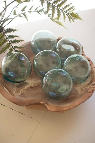 First of a Kind Recycled Clear Glass Decorative Balls - Hand Blown Colombian Transparent Orbs for Bowl Fillers, Vase Accents & Coastal Home Decor in Saudi Arabia