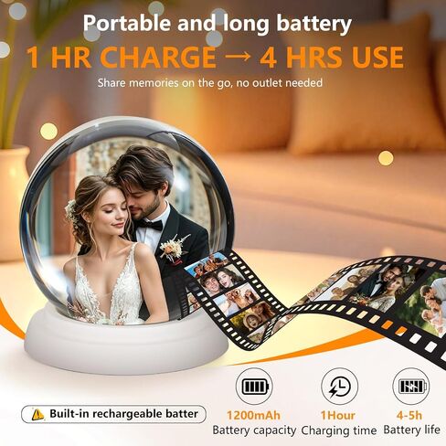 Memory Orb Ball Personalized 3.35" 3D Crystal Video Orb with Digital Display, Custom Digital Memory Display for Couples Family Anniversary Christmas Birthday Gift in Saudi Arabia