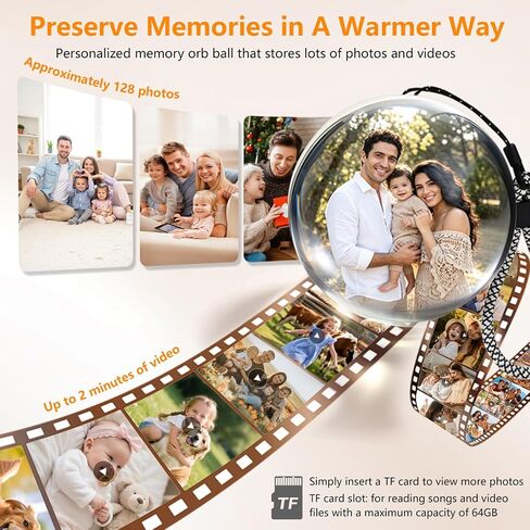 Memory Orb Ball Personalized 3.35" 3D Crystal Video Orb with Digital Display, Custom Digital Memory Display for Couples Family Anniversary Christmas Birthday Gift in Saudi Arabia