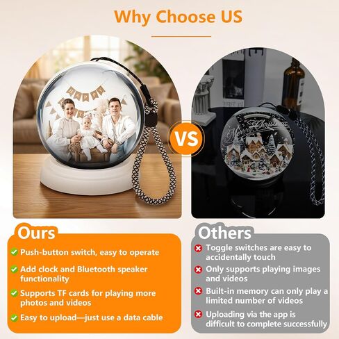 Memory Orb Ball Personalized 3.35" 3D Crystal Video Orb with Digital Display, Custom Digital Memory Display for Couples Family Anniversary Christmas Birthday Gift in Saudi Arabia