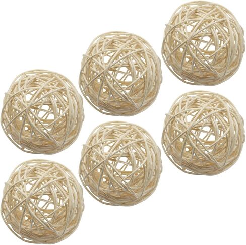 6-Pack White Wicker Rattan Balls, 3.2 Inch Decorative Bowl Fillers for Wedding Centerpieces, Party & Home Decor in Kuwait