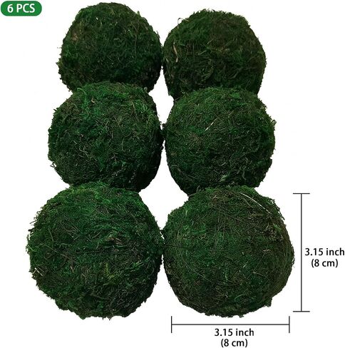 6-Pack 3.15 Inch Green Moss Balls Decorative - Realistic Faux Spheres for Home Decor, Bowl & Vase Filler, Centerpiece, Table Accents, Wedding Centerpieces & DIY Crafts in Saudi Arabia