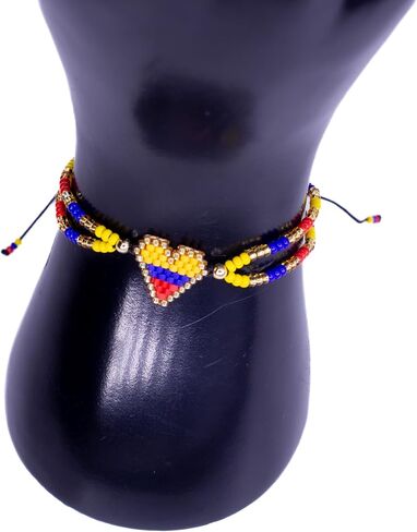 TravelDanceSave Handmade Adjustable Bracelet from Colombia - Colombia Flag Colors - Miyuki Beads and Heart Pendant in Saudi Arabia