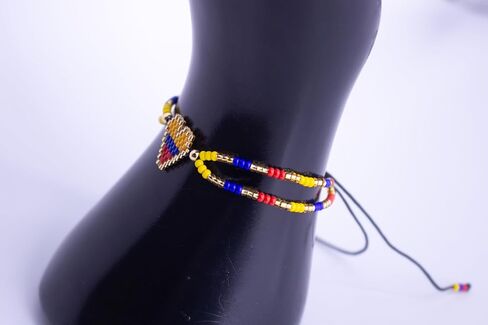 TravelDanceSave Handmade Adjustable Bracelet from Colombia - Colombia Flag Colors - Miyuki Beads and Heart Pendant in Saudi Arabia