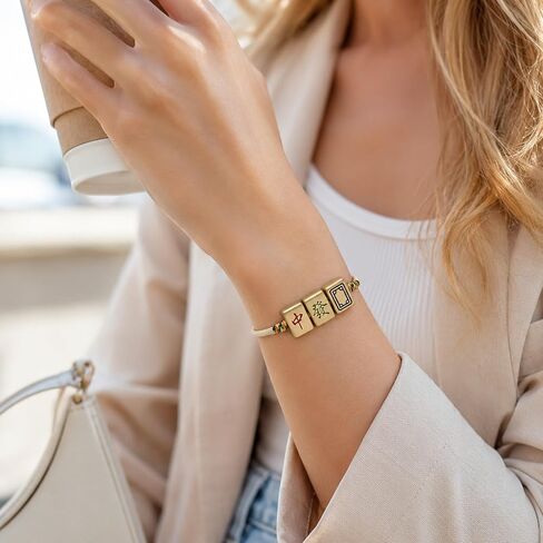 LOGOFUN 3PCS Chinese Mahjong Braided Bracelet Adjustable Woven Rope with Beige Thread Traditional Charm Jewelry for Daily Use Supplies in Kuwait