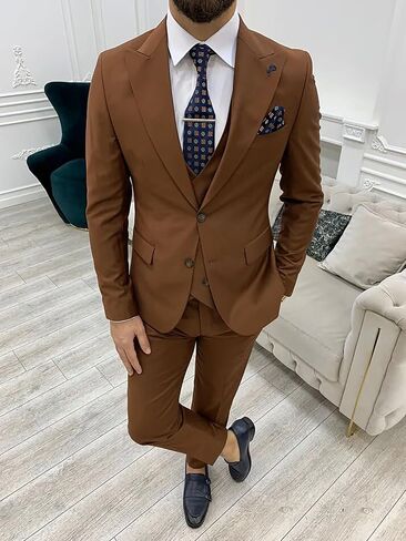 Mens Formal Suits Slim Fit Wedding Suit 3 Piece Party Prom Grooms Tuxedo Two Button Suit Jacket Blazer Pants Set in Saudi Arabia