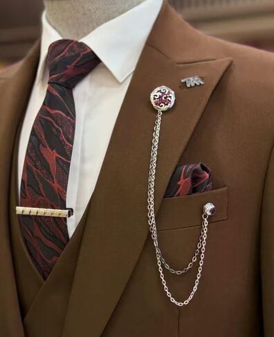 Mens Formal Suits Slim Fit Wedding Suit 3 Piece Party Prom Grooms Tuxedo Two Button Suit Jacket Blazer Pants Set in Saudi Arabia