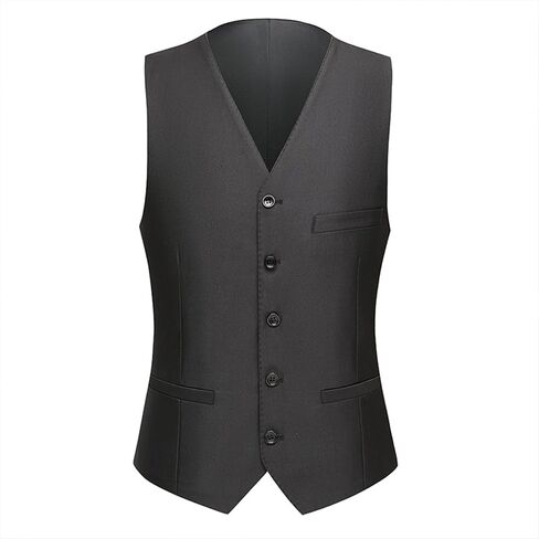 UNINUKOO Mens Suits Classic Fit 3 Piece Wedding Guest Outfit Dress Clothes Suit Jacket Pants with Vest Tuxedo for Men US Size 34 Black Edging in Kuwait