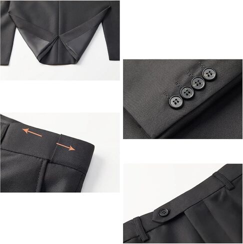 UNINUKOO Mens Suits Classic Fit 3 Piece Wedding Guest Outfit Dress Clothes Suit Jacket Pants with Vest Tuxedo for Men US Size 34 Black Edging in Kuwait
