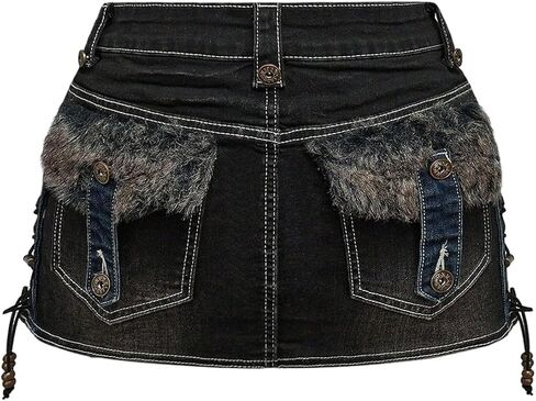 تنورة WDIRARA النسائية الجرونج بانك بأربطة جانبية قصيرة Y2k تنانير ضيقة منخفضة الارتفاع in Kuwait