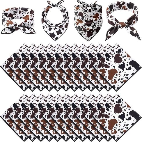 Toulite 36 Pcs Cow Print Bandanas Bulk Animal Print Bandanas for Men Women Cowboy Pet Halloween Party Favor, 20 x 20 Inch in Kuwait