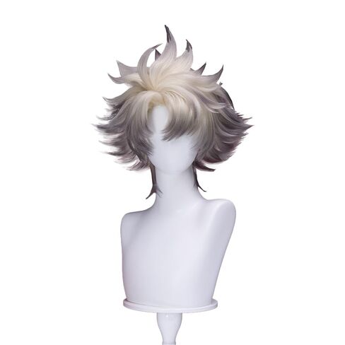 KIRA KIRA Anime Rudoo Surebrec Cosplay Wig 32cm Short White Black Hair Halloween Cosplay Wig (No Lace) in Kuwait