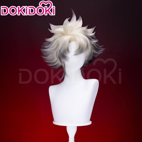 KIRA KIRA Anime Rudoo Surebrec Cosplay Wig 32cm Short White Black Hair Halloween Cosplay Wig (No Lace) in Kuwait
