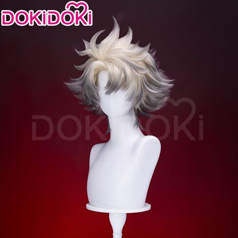KIRA KIRA Anime Rudoo Surebrec Cosplay Wig 32cm Short White Black Hair Halloween Cosplay Wig (No Lace) in Kuwait