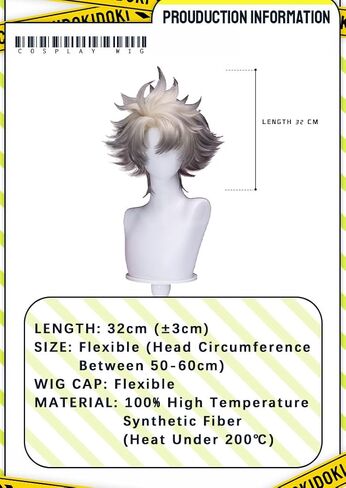 KIRA KIRA Anime Rudoo Surebrec Cosplay Wig 32cm Short White Black Hair Halloween Cosplay Wig (No Lace) in Kuwait