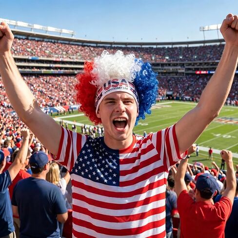 Beyond Normal 4th of July Patriotic Red White Blue Afro Headband Wig | 250th Anniversary USA Party, Heat-Resistant Fiber in Saudi Arabia