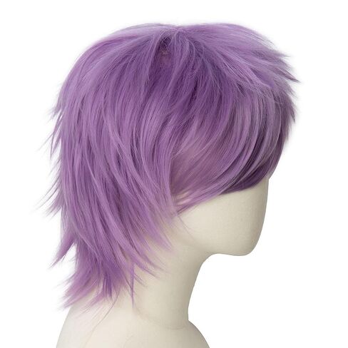 Modernfairy Anime Halloween Wig Light Purple for Cosplay Party, Synthetic Layered Short Hair Wigs with Bangs, Pastel Wigs for Women Men in Kuwait