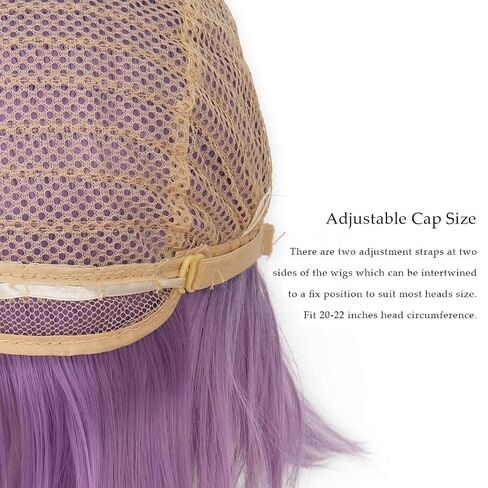Modernfairy Anime Halloween Wig Light Purple for Cosplay Party, Synthetic Layered Short Hair Wigs with Bangs, Pastel Wigs for Women Men in Kuwait