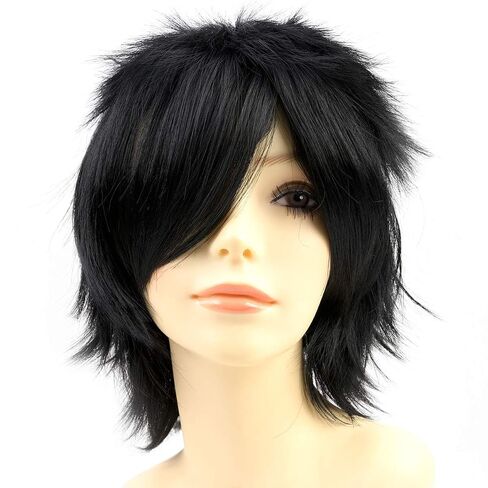 Modernfairy Anime Halloween Wig Light Purple for Cosplay Party, Synthetic Layered Short Hair Wigs with Bangs, Pastel Wigs for Women Men in Kuwait