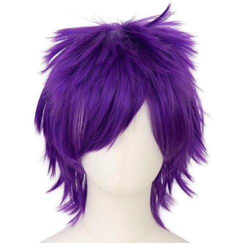 Modernfairy Anime Halloween Wig Light Purple for Cosplay Party, Synthetic Layered Short Hair Wigs with Bangs, Pastel Wigs for Women Men in Kuwait