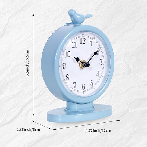 Mantel Clock, Silent Non Ticking Vintage Analog Desk Clock, Battery Operated Decorative Table Clock for Home Farmhouse Decor, Cornflower Blue in Saudi Arabia