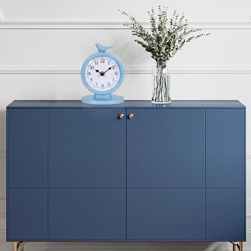 Mantel Clock, Silent Non Ticking Vintage Analog Desk Clock, Battery Operated Decorative Table Clock for Home Farmhouse Decor, Cornflower Blue in Saudi Arabia