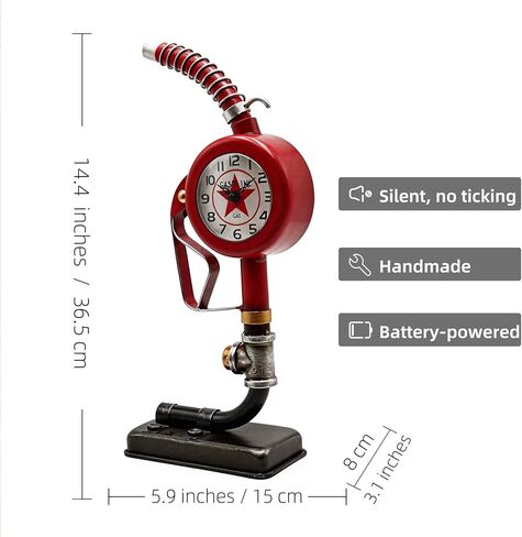 YOUKI Digital Clock, Desk Clock,Man Cave Decor,Steampunk Shelf Clock for Bedroom Livingroom,Home Cafe,Office,Silent No Ticking with Quartz Movement, Gift for Men, Red in Saudi Arabia