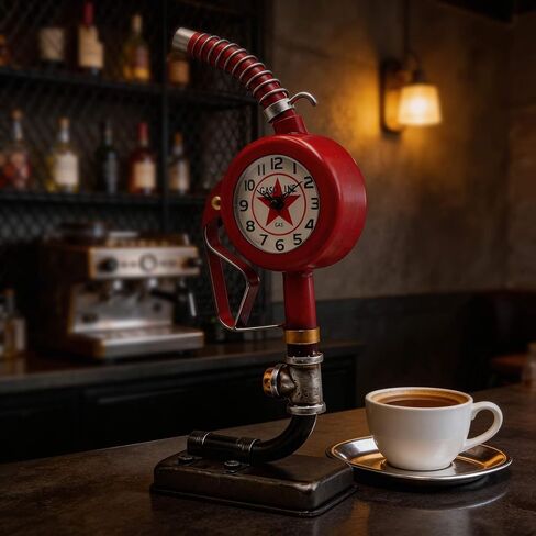 YOUKI Digital Clock, Desk Clock,Man Cave Decor,Steampunk Shelf Clock for Bedroom Livingroom,Home Cafe,Office,Silent No Ticking with Quartz Movement, Gift for Men, Red in Saudi Arabia