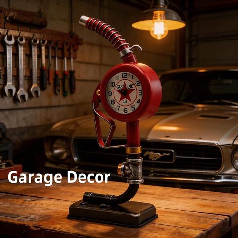 YOUKI Digital Clock, Desk Clock,Man Cave Decor,Steampunk Shelf Clock for Bedroom Livingroom,Home Cafe,Office,Silent No Ticking with Quartz Movement, Gift for Men, Red in Saudi Arabia