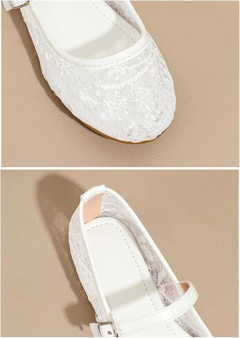 Lace Flats for Girls Mesh Embroidered Flower Girl Lace Mary Jane Shoes Wedding Party Round Toe Ballet Flats Ballerina with Strap Dressy Dress Floral Sequin Cute Little Kids in Saudi Arabia