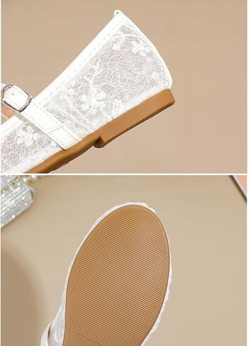 Lace Flats for Girls Mesh Embroidered Flower Girl Lace Mary Jane Shoes Wedding Party Round Toe Ballet Flats Ballerina with Strap Dressy Dress Floral Sequin Cute Little Kids in Saudi Arabia