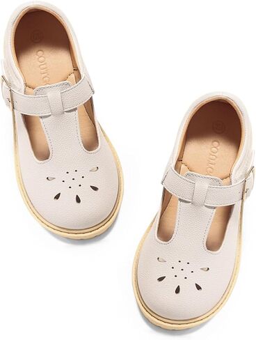 Coutgo Girls Mary Jane Dress Shoes Platform Loafers Chunky Heel T-Strap Flats School Uniform Shoes in Kuwait