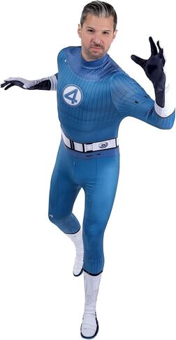 Men's Mr Fantastic Stretch Zentai Costume | Adult Superhero Suit with Jumpsuit and Gloves in Saudi Arabia