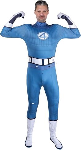 Men's Mr Fantastic Stretch Zentai Costume | Adult Superhero Suit with Jumpsuit and Gloves in Saudi Arabia