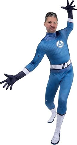 Men's Mr Fantastic Stretch Zentai Costume | Adult Superhero Suit with Jumpsuit and Gloves in Saudi Arabia
