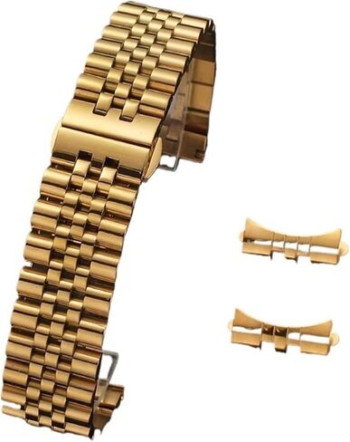 HFERHT 16/18/20/22mm Compatible With Jubilee Solid Stainless Steel Watch Band Compatible With 12/13/14/17/19mm Flat Curved End Strap Bracelet Replacement in Saudi Arabia
