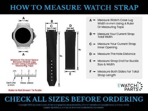 Ewatchparts 24mm Rubber Band Strap Deployment Clasp Compatible With H Hublot 44-45mm Big Bang Black in Kuwait