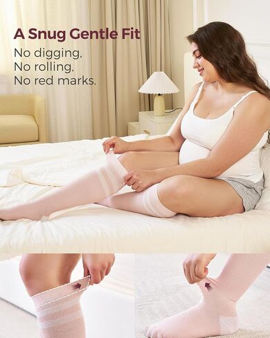 Momcozy Compression Socks for Women Wide Calf, 15-20mmHg Knee High Support Socks for Pregnancy, Nurses, Flying, Travel in Kuwait